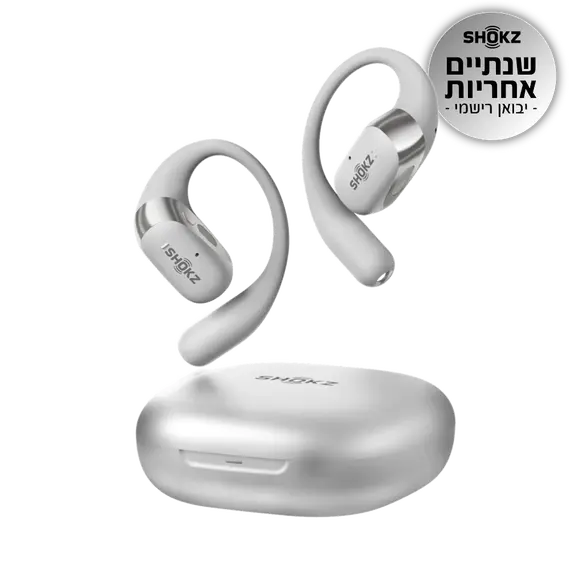 SHOKZ OpenFit 2+ T921-ST-GY Headphones - Dolby Audio, Wireless, Bluetooth 5.4, Boom Microphone, IP55, Grey