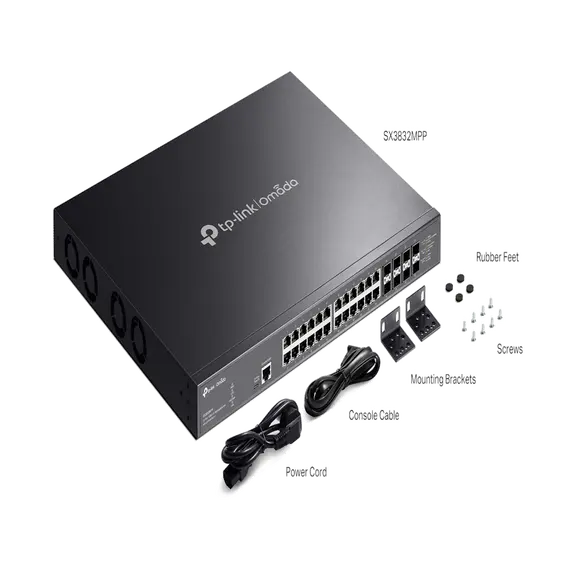 TP-Link SX3832MPP Network Switch - 24-Port, DIN Rail, AC, PoE, Black, 2 image