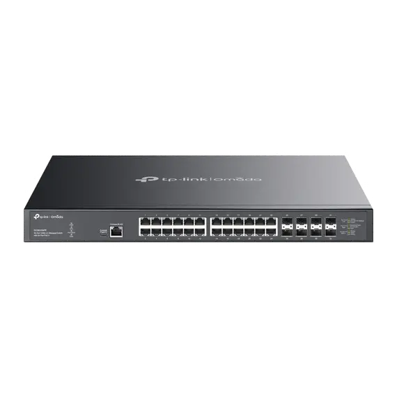 TP-Link SX3832MPP Network Switch - 24-Port, DIN Rail, AC, PoE, Black