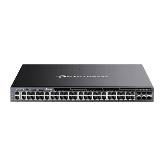 TP-Link SG6654XHP Network Switch - 48x 10/100/1000 Mbps PoE+ RJ45 Ports, Managed, 1U, AC, Black