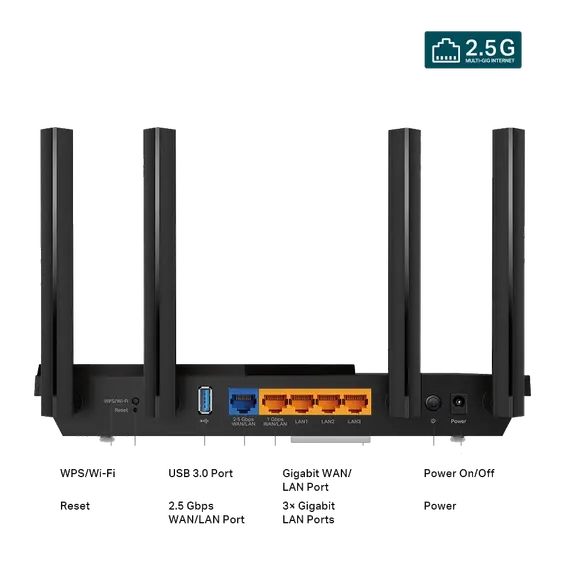 TP-Link ARCHER AX55 PRO Wireless Router - Wi-Fi 6 802.11ax AX3000, 3000 Mbps, USB port, Black, 6 image