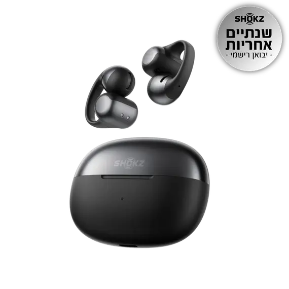 SHOKZ OpenDots ONE E310-ST-BK Headphones - Open-ear, Wireless, Bluetooth 5.4, Built-in Microphone, IP54, Black, 2YR