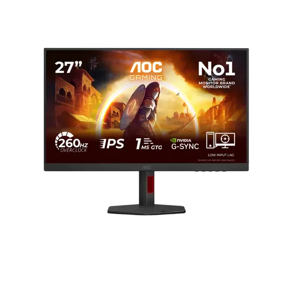 AOC 27G4ZR/69 Gaming Monitor - 27", Full HD, Fast IPS, 260 Hz, Black, 3YR