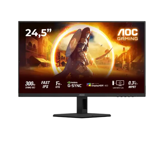 AOC 25G4SRE Gaming Monitor - 24.5", Full HD, Fast IPS, 310 Hz, Black, 3YR