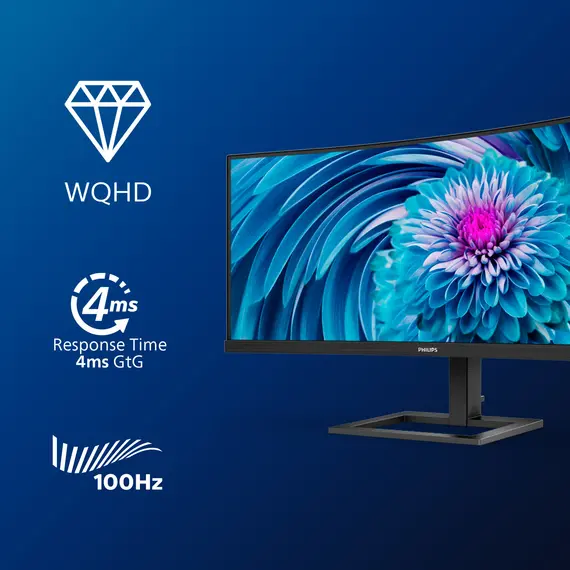 Philips 346E2CUAE/00 Computer Monitor - 34", 3440 x 1440 WQHD, VA LCD, 100 Hz, Black, 8 image