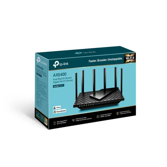 TP-Link ARCHER AX72 Wireless Router - Wi-Fi 6 802.11ax, AX5400, USB port, Black, 6 image