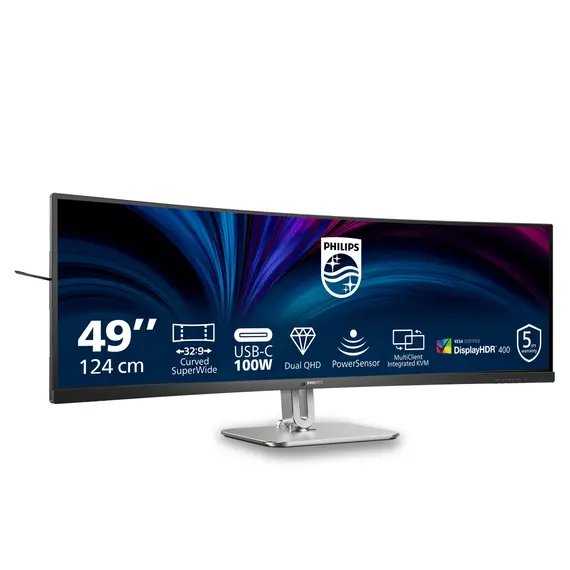 Philips 49B2U5900CH/00 Computer Monitor - 48.8", 5120 x 1440 Dual QHD, VA LCD, 75 Hz, Black, 2 image