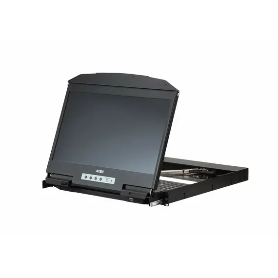 ATEN CL3800NW-ATA-AG LCD KVM Switch - HDMI, DVI-D, VGA HDB-15, 2 local users, 18.5", US English, Black, 2 image