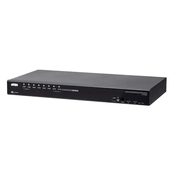 ATEN CS19208 KVM Switch - DisplayPort and HDMI, 8 ports, 4K Ultra HD, Black, 1YR
