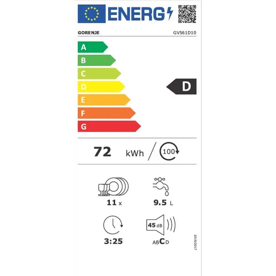 Gorenje GV561D10 Dishwasher - D, 815 mm – מדיח כלים, תמונה 7