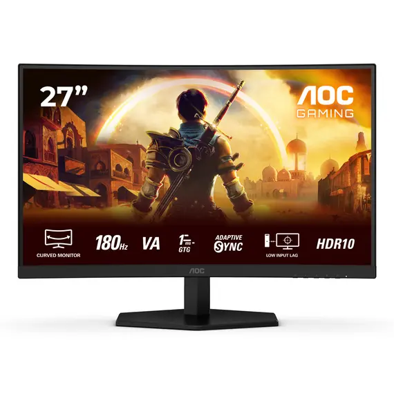 AOC C27G42E Gaming Monitor - 27", Full HD, Fast VA, 180 Hz, Curved, Black, 3YR