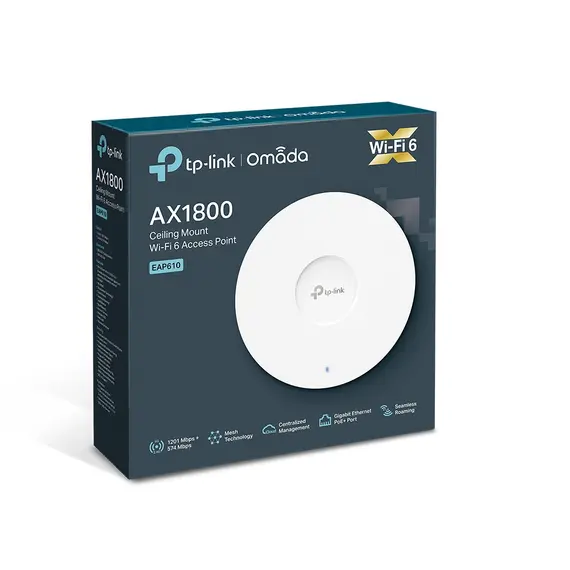 TP-Link EAP610 V2 - Access Point, 1800 Mbit/s, Power over Ethernet PoE, Internal, 5 dBi, White, 10 image