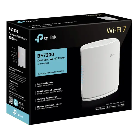 TP-Link ARCHER BE450 Wireless Router - Wi-Fi 7 802.11be, BE7200, USB port, White, 7 image