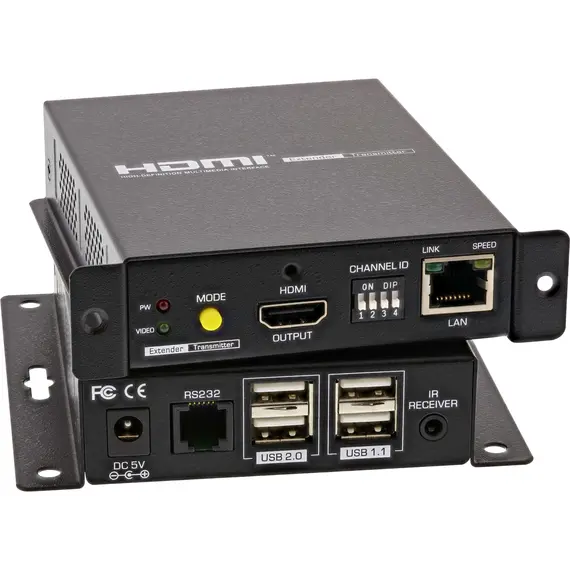 InLine 64601 Transmitter & Receiver - Wired, 100 m, 30 Hz, HDMI 2.0, Black