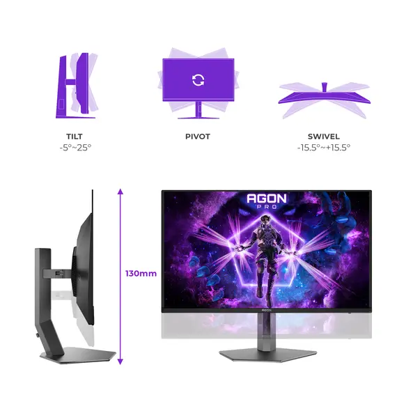 AOC AG326UZD2 Gaming Monitor - 31.5", 4K Ultra HD, QD-OLED, 240 Hz, Black, 3YR, 5 image