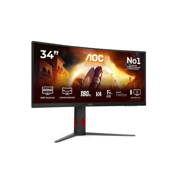 AOC CU34G4 Gaming Monitor - 34", UltraWide Quad HD, 180 Hz, Fast VA, Curved, 3 image
