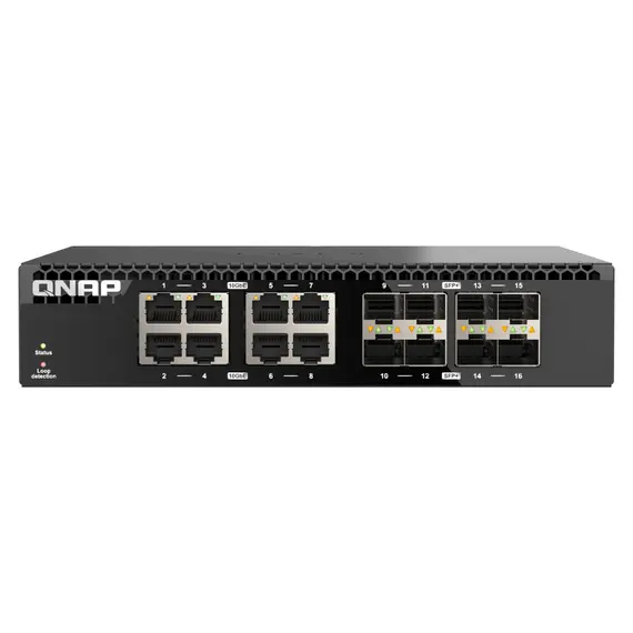 QNAP QSW-3216R-8S8T Unmanaged Switch - 8x 10G RJ-45, Half-width Rackmount, L2, AC, Black, 2YR