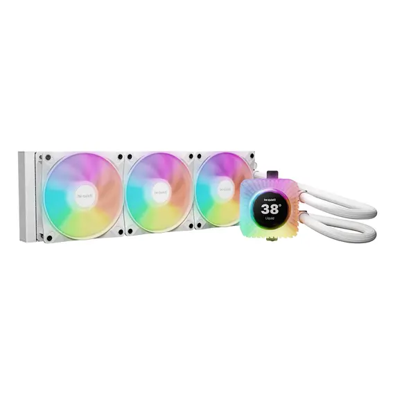 Be quiet! BW033 Light Loop IO LCD 360 mm White Liquid CPU Cooler - 360 mm, 3x 120 mm, RGB, 3 Years Warranty, 360 mm, Rifle Bearing, 1 pcs, 2100 RPM, 52 mm, 3YR
