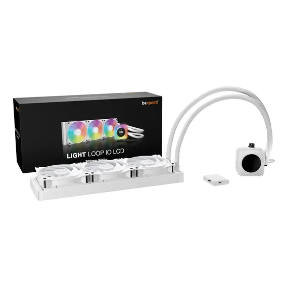 Be quiet! BW033 Light Loop IO LCD 360 mm White Liquid CPU Cooler - 360 mm, 3x 120 mm, RGB, 3 Years Warranty, 360 mm, Rifle Bearing, 1 pcs, 2100 RPM, 52 mm, 3YR, imagen 2