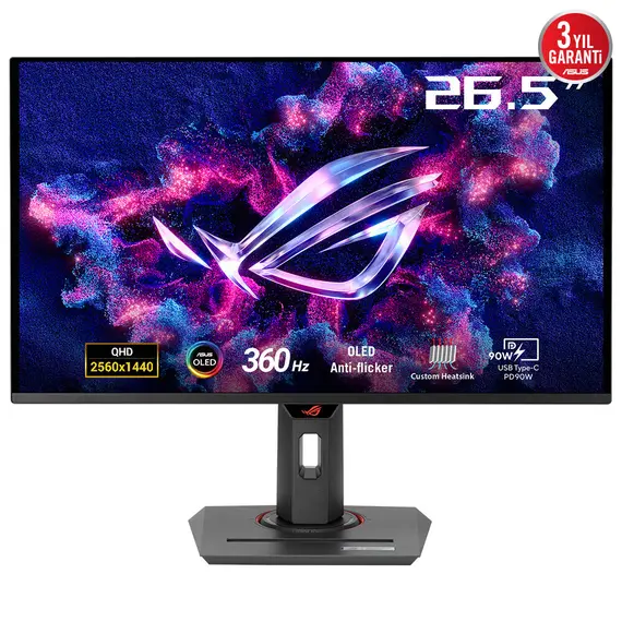 ASUS 90LM0AN0-B01970 Gaming Monitor - 26.5", Quad HD, QD-OLED, 360 Hz, Black, 3YR – מסך מחשב אסוס, תמונה 2