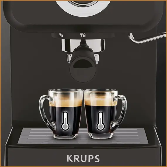 Krups XP320830 - Espresso Machine, 1140 W, Black, Silver, 1YR, imagen 9