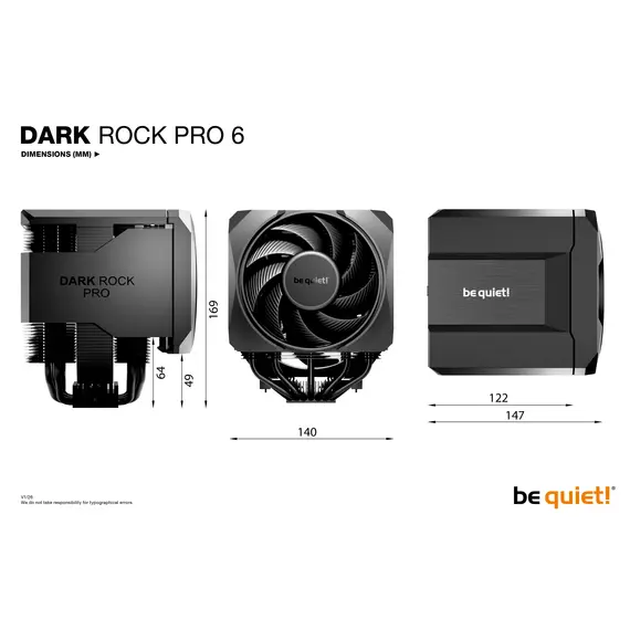 Be quiet! Dark Rock Pro 6 BK048 - CPU Cooler, 135+120 mm, 2000 RPM, 300W TDP, Black, 3YR, image 10