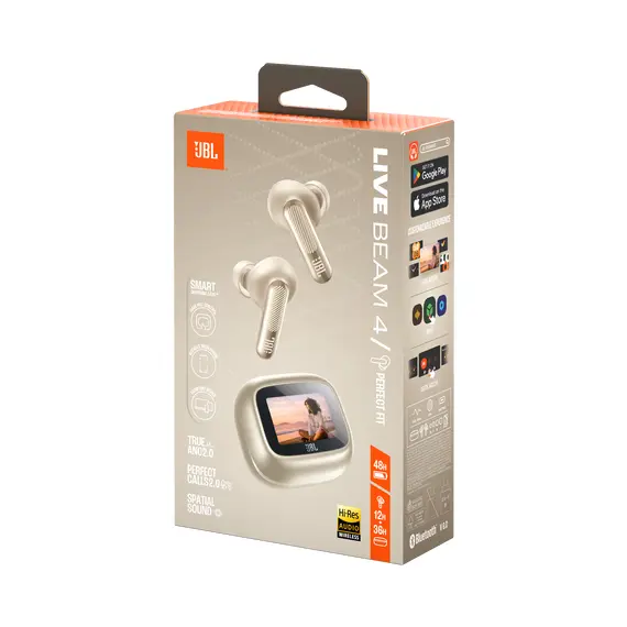 JBL JBLLIVEBEAM4CPG Headphones - Spatial Sound, Wireless, Bluetooth, Built-in Microphone, 48 hours, IP55, Beige, imagen 7