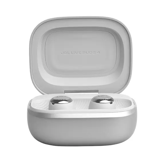 JBL JBLLIVEBUDS4SIL Headphones - Intraaural, Wireless, Bluetooth 6.0, Spatial Sound, Built-in Microphone, 6 Microphones, IP55, Silver, 1YR – אוזניות, תמונה 4