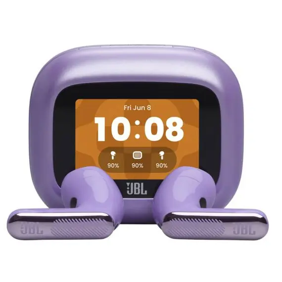 JBL JBLLIVEFLEX4PUR Headset - Active Noise Cancellation, Surround Sound, Wireless, Bluetooth 6.0, Intraaural, Built-in Microphone, IP54, Purple, 1YR, image 2