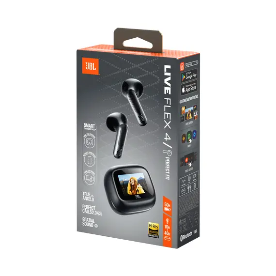 JBL JBLLIVEFLEX4BLK Headphones - Surround Sound, Wireless, Bluetooth 6.0, In-Ear, Built-in Microphone, IP54, Black, 1YR, image 9
