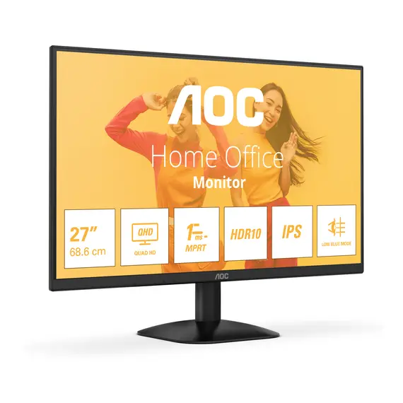 AOC Q27B35E Computer Monitor - 27", Quad HD, IPS, 75 Hz, 16:9, Flat, Black – מסך מחשב, תמונה 2