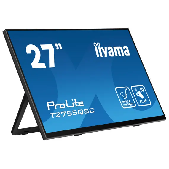Iiyama T2755QSC-B1 Monitor - 27", QHD, IPS, 75 Hz, 16:9, Flat, Touch, Black, 3YR
