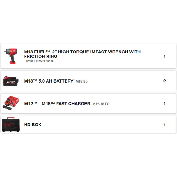 Milwaukee 4933492783 M18 FUEL™ ½″ high torque impact wrench with friction ring M18 FHIW2F12 2YR, изображение 2