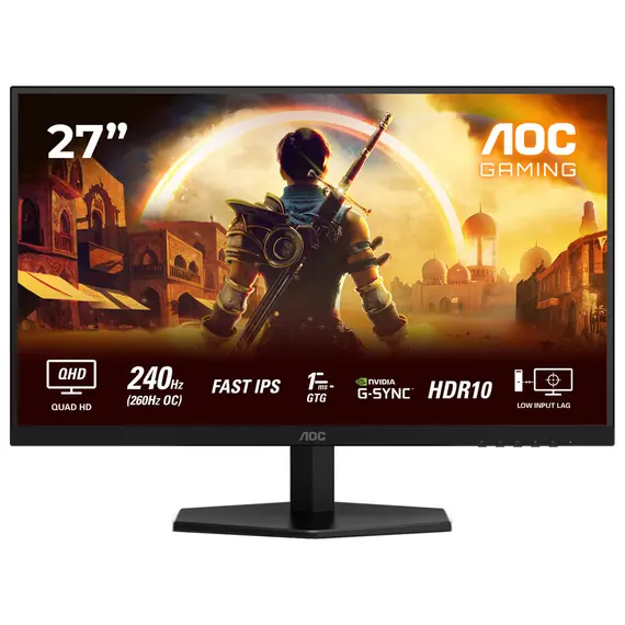 AOC Q27G42ZE Gaming Monitor - 27", Quad HD, Fast IPS, 260 Hz, Black/Red, 3YR – מסך מחשב