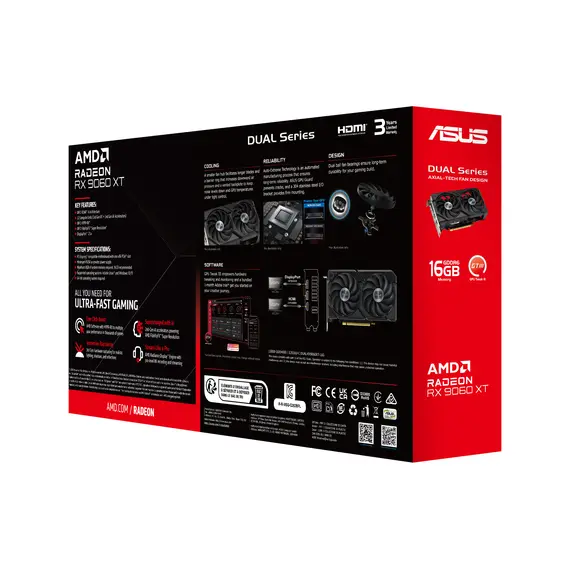 ASUS 90YV0LG2-M0NA00 Video Card - 16 GB GDDR6, PCI Express 5.0, AMD Radeon RX 9060 XT, 128 bit, Black, 3YR, изображение 14