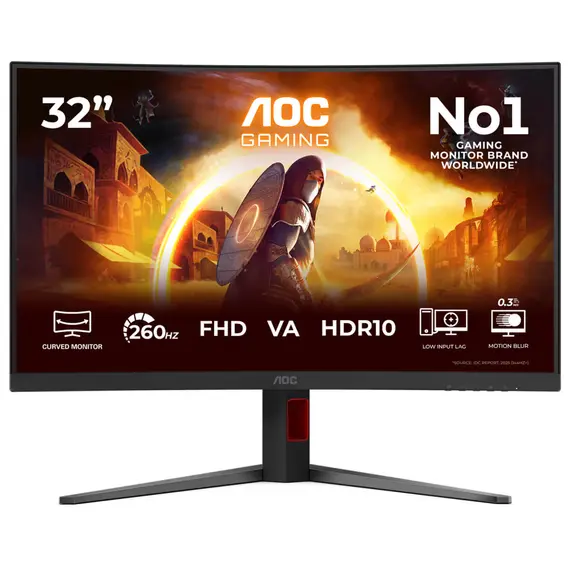 AOC C32G4Z Gaming Monitor - 31.5", Full HD, VA, 260 Hz, Curved 1500R, 3YR – מסך מחשב