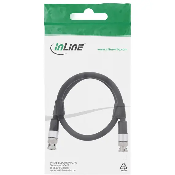 InLine 10855S Video Cable - BNC male to BNC male, 0.5m, 4K@60Hz, Black – כבל וידאו, תמונה 2