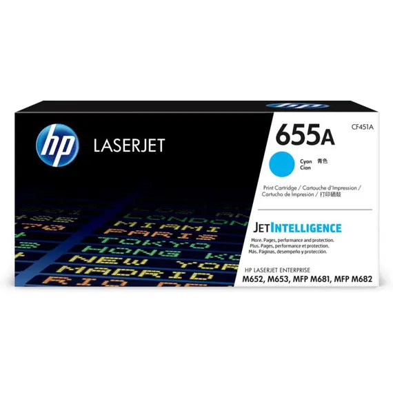 Original HP 655A Cyan LaserJet Toner Cartridge CF451A
