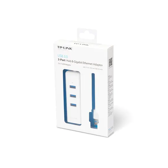 TP-LINK UE330 - Interface Hub, USB 3.2 Gen 1 (3.1 Gen 1), Type-A, 1000Mbit/s, White, 3 image