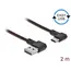 Delock D85283 - USB 2.0 Cable, Type-A Male to USB Type-C™ Male, Angled Left/Right, 2m, Black